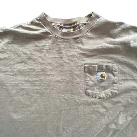 💪💪💪CARHARTT Short Sleeved Pocket Tshirt Mens 2XL tan - Picture 1 of 2